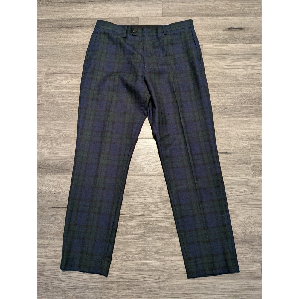 Banana Republic Men's 100% Wool Blackwatch Plaid Taper‎ Fit Pant Size 33x30